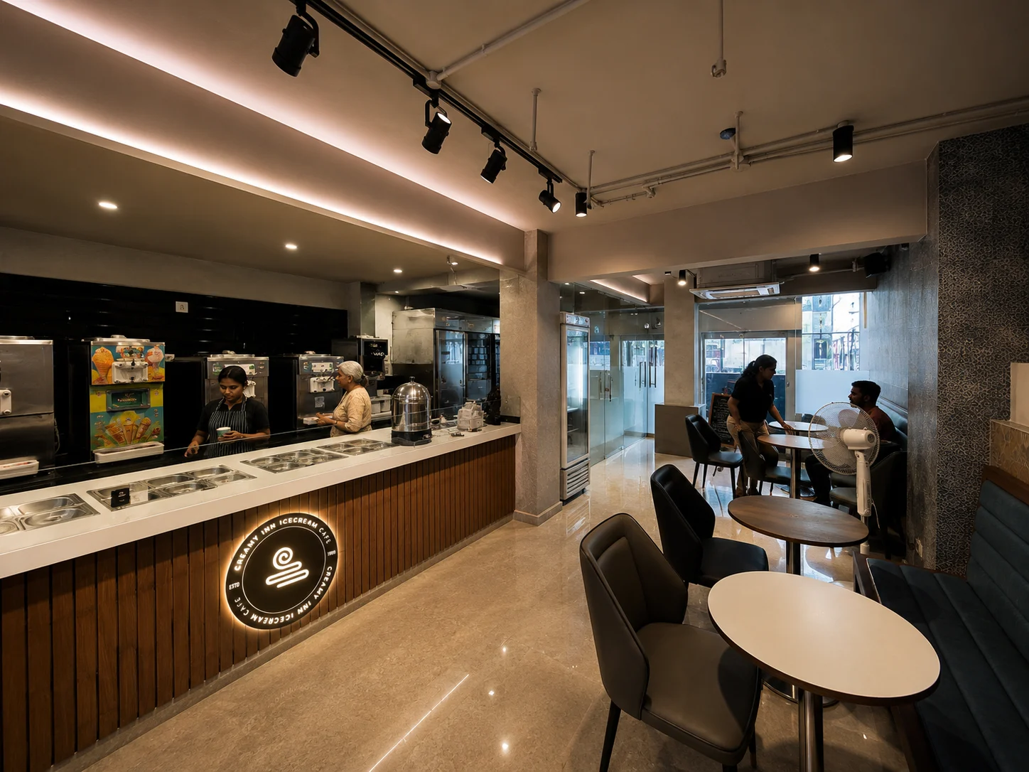 Creamy Inn ice cream cafe interior